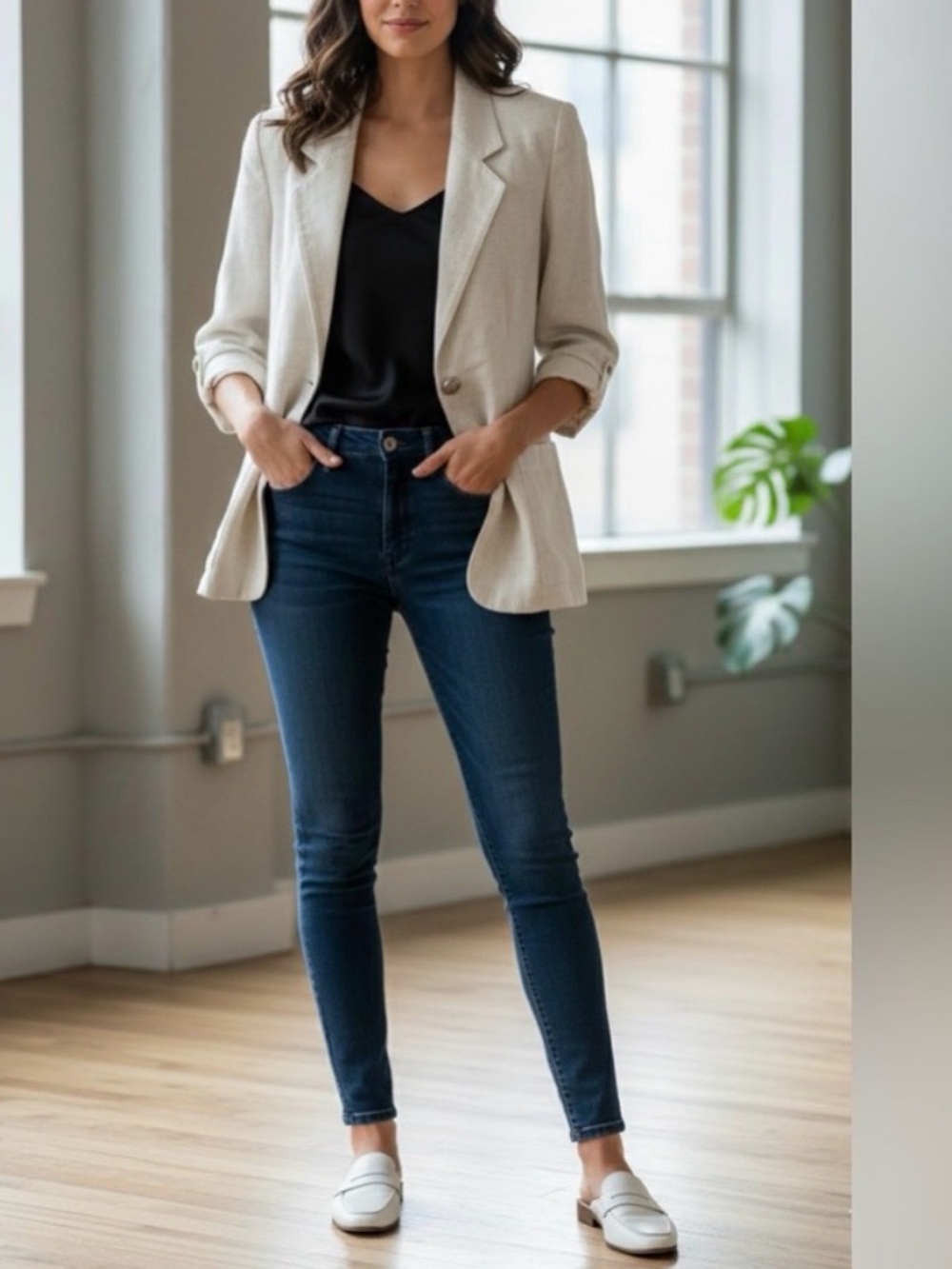 Light Cream Women's Relaxed Blazer - Timeless Office Layer
